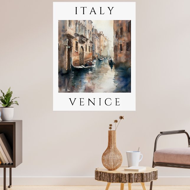 Aquarela Veneza na Itália Poster (Sala de Estar 3)