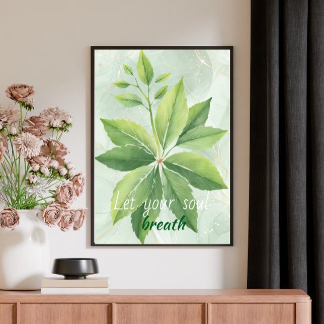 Aquarela Verde Sage Deixa Poster botânico (Criador carregado)