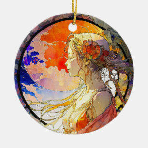 Aquarela Vibrante do Ornamento Rapariga