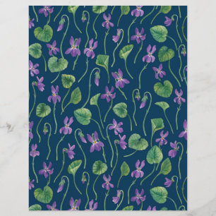 Aquarela violetas em azul