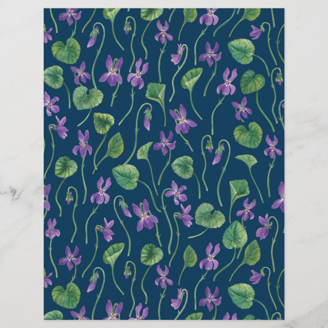 Aquarela violetas em azul (Frente)