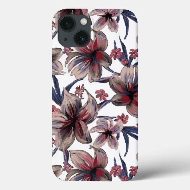 Aquarelas Crimson Floral em Branco (Verso)