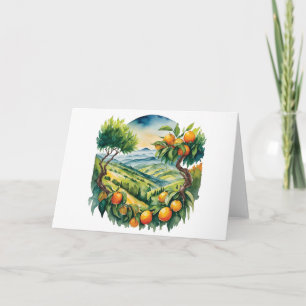 Aquarelas da Sicília - Cartão de Nota de Laranjas