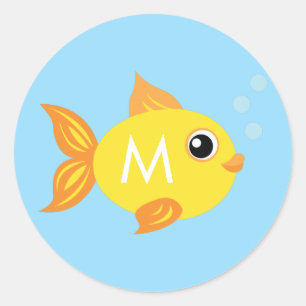 Aquário Peixe Cute Kid Name Envelope Adesivos
