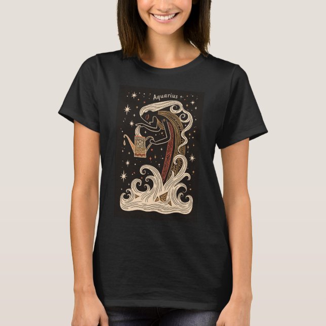 Aquário - T-Shirt Celestial Arte Zodiac (Frente)