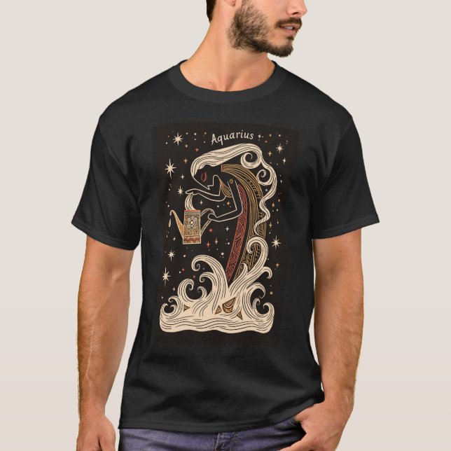 Aquário - T-Shirt Celestial Arte Zodiac (Frente)