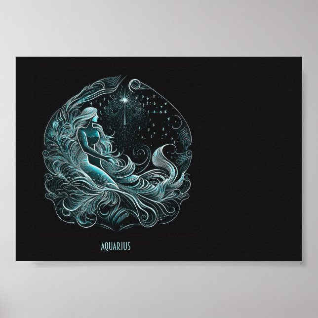 Aquarius Astrology Star Designada Poster (Frente)