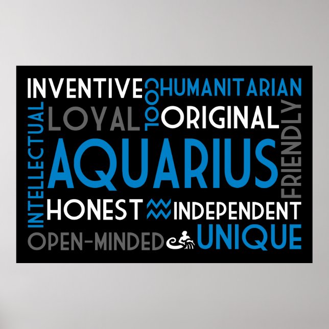 Aquarius Astrology Word Collage Impressão (Frente)