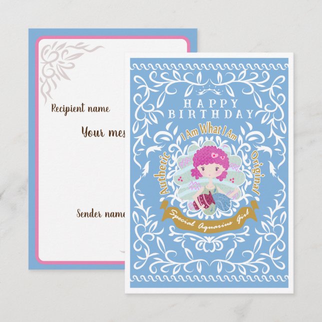 Aquarius - Sinal de Aniversário (Frente/Verso)