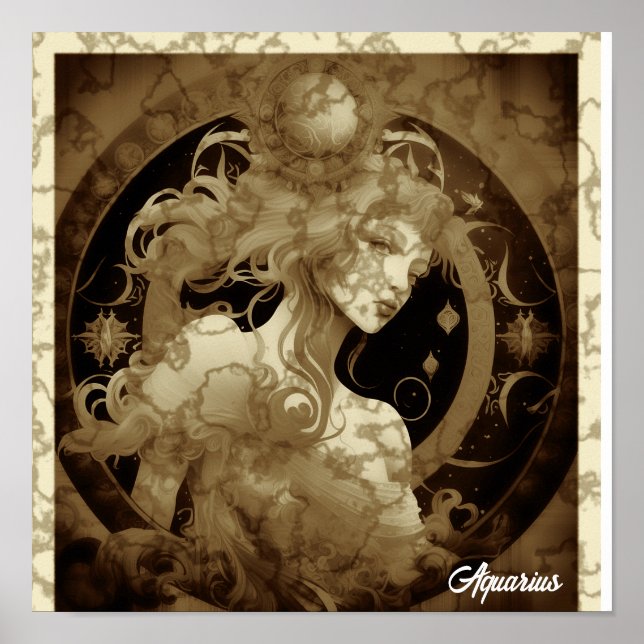 Aquarius Sinal Wall Art Poster (Frente)