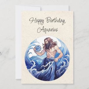 Aquarius Water Bearer Zodiac Birthday Flat Card
