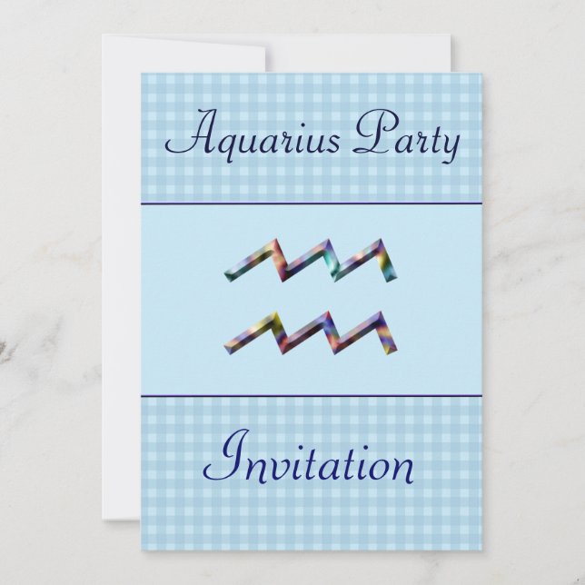 Aquarius Zodiac Convite de aniversário/Azul (Frente)