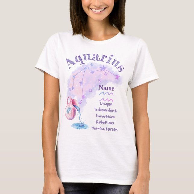Aquarius Zodiac Design T-shirt *1 (Frente)