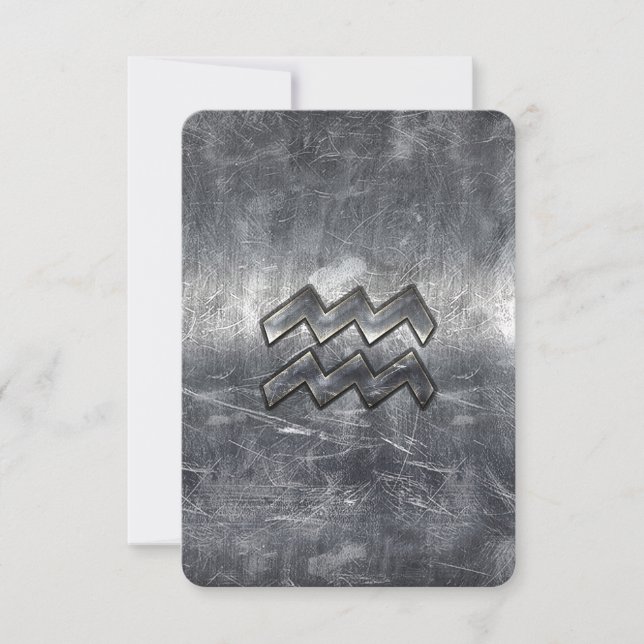 Aquarius Zodiac - Estilo de Aço Prateado Distante (Frente)