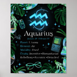 Aquarius Zodiac - Sinal de Estrela Y2K - Poster Pr