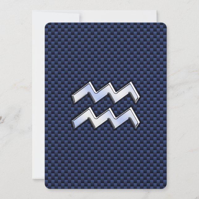 Aquarius Zodiac - Sinal na fibra de carbono azul m (Frente)