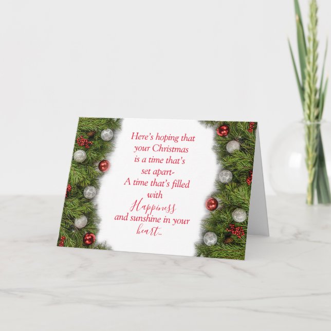 Aqui está o Cartão de Saudação de Natal Dobrado (Frente)