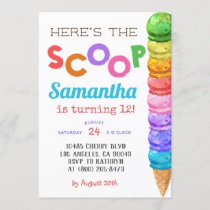 Aqui está o Convite de Aniversário do Sorvete Scoo