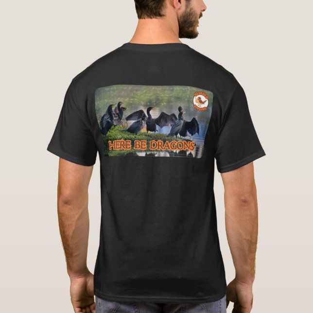 AQUI ESTARÃO OS DRAGÕES E A T-Shirt de aves de gra (Verso)