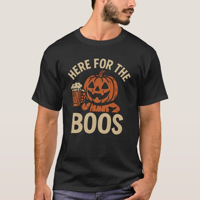 Aqui para o Boos Halloween T-Shirt Engraçado Pumpk (Frente)