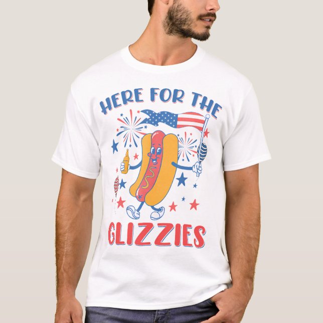 Aqui Para Os Glizzies 4 De Julho, Camisa Engraçada (Frente)