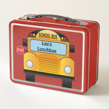 Aqui vem a Lunchbox de Metal Barramento da Escola