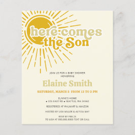 Aqui vem o chá de fraldas do filho retro rapaz