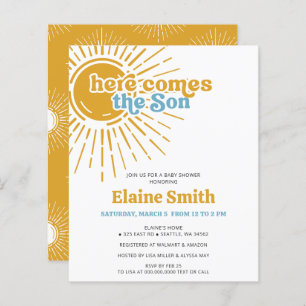 Aqui vem o chá de fraldas do filho retro rapaz