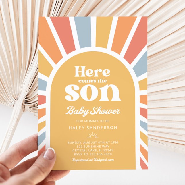 Aqui vem o convite do Chá de fraldas Filho (Here comes the Son Baby Shower Invitation)