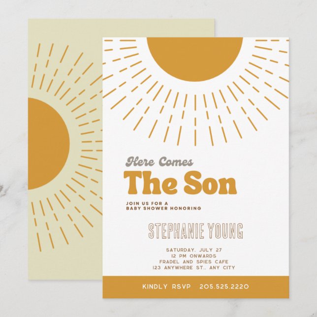 Aqui Vem O Convite Para O Chá de fraldas Filho (Frente/Verso)