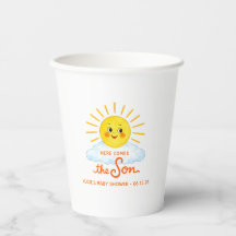 Aqui Vem o Filho Chuveiro de Bebê Sol Desenhado à 