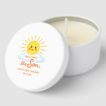 Aqui Vem o Filho Chuveiro de Bebê Sol Desenhado à 