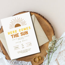 Aqui Vem o Filho Convite de Churrasco de Bebê Boho