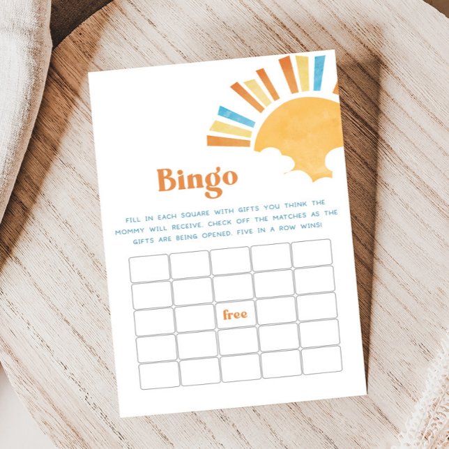 Aqui Vem o Filho Jogo de Bingo para Chá de Bebê (Here Comes the Sun Baby Shower Game)