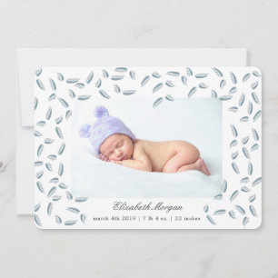 Ar deixa azul cartão de aviso de nascimento