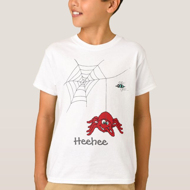 Aranha vermelha divertida e camiseta mosquiteira (Frente)
