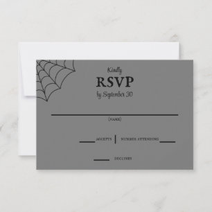 Aranhas Black and Cinza Gothic Wedding RSVP