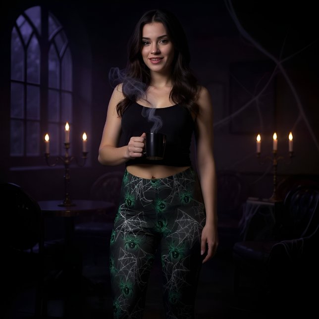 Aranhas brilhantes, verde tóxico - Leggings legal  (Criador carregado)