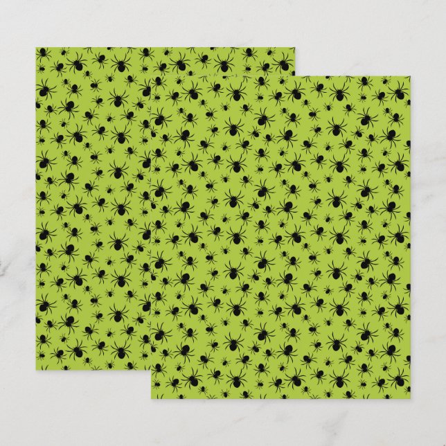 Aranhas de Halloween, Fundo Verde com Aranhas (Frente/Verso)