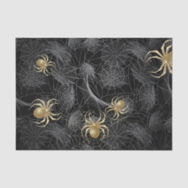 Aranhas de ouro em Papel Tecido Preto