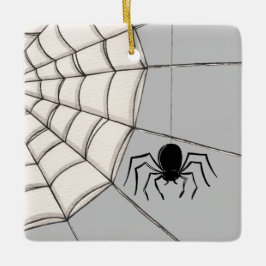 Aranhas e ornamento cerâmico do Halloween na Web