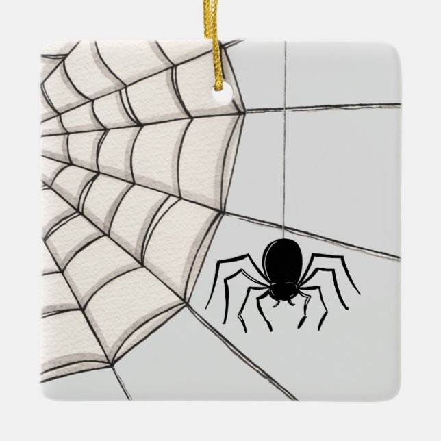 Aranhas e ornamento cerâmico do Halloween na Web (Frente)