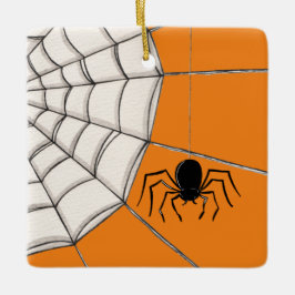 Aranhas e ornamento cerâmico do Halloween na Web