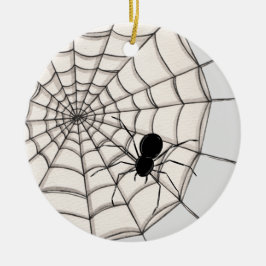 Aranhas e ornamento cerâmico do Halloween na Web