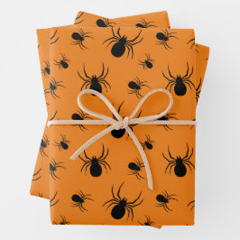 Aranhas Padrão de Halloween Preto e Laranja