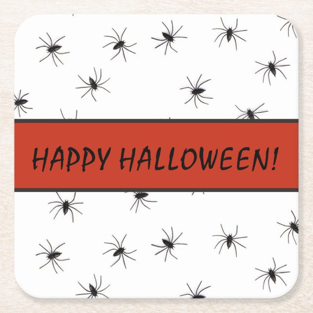 Aranhas Pretas em Porta-Copos de Papel Branco (Frente)