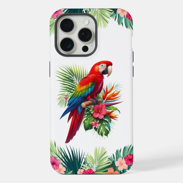 Arara vermelha floral tropical (Verso)