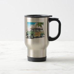 Arborizado com a caneca de viagem do conselho de