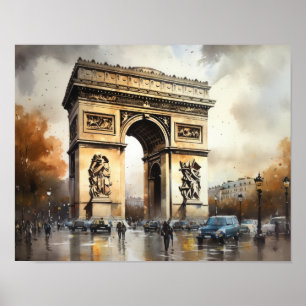Arc De Triomphe Paris França Art Impressão Poster