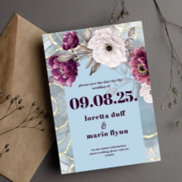 Arca Azul Floral Salvar a data Convite